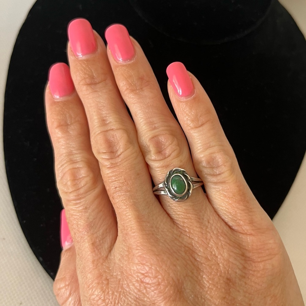 Green Stone Silver Ring